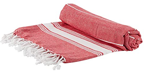 Nicola Spring Turkish Cotton Bath Towel - 170 x 90cm - Red - Pack of 1 - Lightweight & Absorbent Large Adults Drying Beach Towel Bathroom Gym Cloth Sauna Hammam Shower Sheet