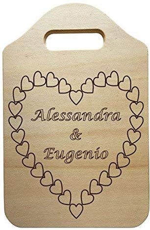TAGLIERE DECORATIVO in legno personalizzato con cuori e nomi Idea regalo originale Bomboniera matrimonio