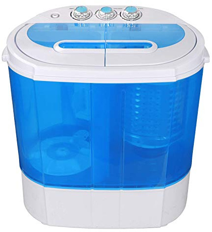 BBBuy Mini Portable Washing Machine, Twin Tub Compact Washing Machine w/Washer Spinner, Gravity Drain Pump and Drain Hose