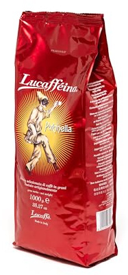 Lucaffé - Café grain Pulcinella, 1 Kg | energy coffee | grain de café pour expresso machine a cafe grain | Torréfaction Foncé | Goût corsé et liquoreux | Arôme intense et enveloppant