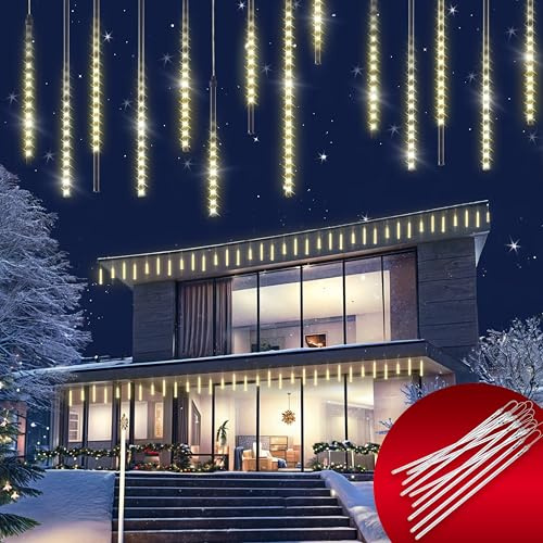 Monzana Luci di Natale 480 LED 8,6m Impermeabile Lucine Natalizie Esterni Interni Bianco Caldo Pioggia Meteore