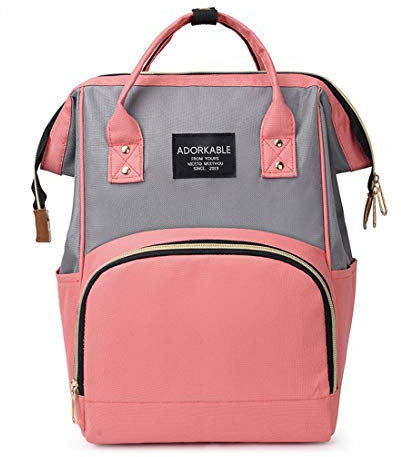 RONGJJ Baby Wickelrucksack Wickeltasche Multifunktional Mode Wickelrucksack 26 * 17 * 40cm Nylon Große Kapazität Babyrucksack, Pink