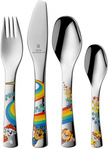 WMF Paw Patrol Kinderbesteck Set 4-teilig, Kinderbesteck Edelstahl, Besteck Kinder ab 3 Jahre, Cromargan poliert, spülmaschinengeeignet