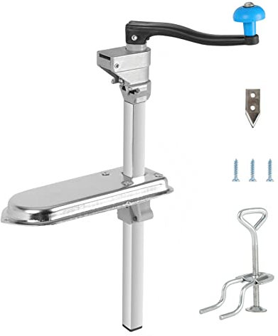 Lifancy Abrelatas comercial, abrelatas manual fiable de 18 pulgadas con base de acero chapado para latas, abrelatas industrial resistente, base atornillada, mango ergonómico, hoja integrada x 2