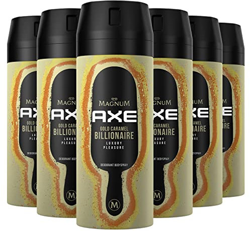 AXE Bodyspray Gold Caramel Billionaire Limited Edition | 6x 150ml Deo ohne Aluminium | Männerdeo Deodorant gegen geruchsbildende Bakterien und unangenehme Gerüche