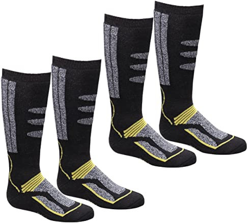 BestSale247 2 Paar Kinder-Damen Herren Skisocken Skistrumpf Funktionssocken Snowboard für Wintersport mit Spezial-Polsterung (2 Paar/Gelb, 39-42)