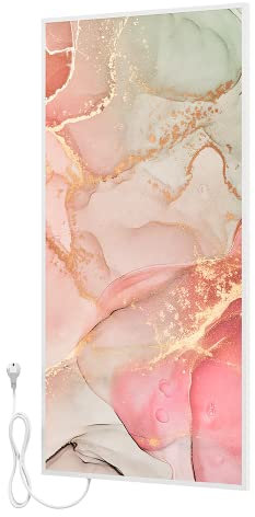 BR Bringer Bild Infrarotheizung mit Rahmen - Bildheizung mit UV Druck - 60x120x1,8cm - Fluid Art Marmor Optik, rosa