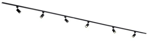 Focus III 1-Fase - Iluminación de riel - GU10 – 400cm – Forma I - 6 focos - Sistema de riel – Negro