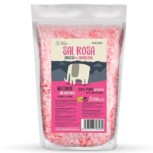 Sal Rosa Del Himalaya Gruesa (1700Gr.) 100% Natural, Sin Aditivos, Sin Refinado. Sal Gruesa Mayor Contenido En Oligoelementos. Para Sazonar Y Condimentar. Sal Gorda Origen: Punjab, Pakistan