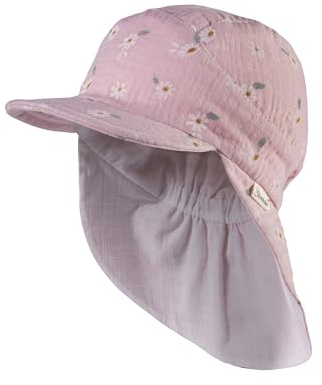 Sterntaler Schirmmütze mit Nackenschutz Gänseblumen für Mädchen - Kinder Mütze - Sonnenkappe Kinder aus Baumwolle - samtrosa, 53