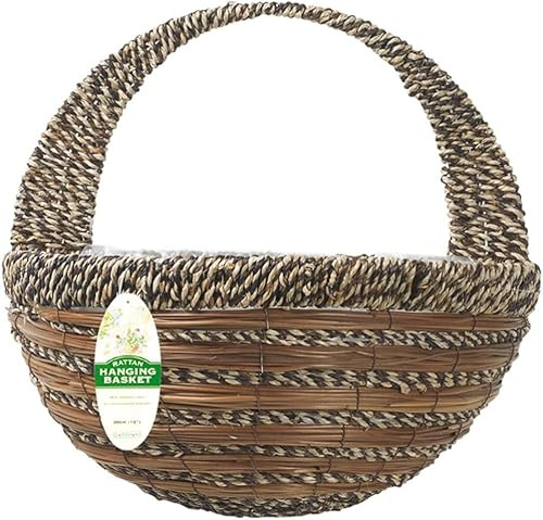 Garden Haven Sisal Rope and Fern Wall Basket Planter, Multi-Colour, 30 cm, 12-Inch Pre lined Natural basket on strong wire frame Elegant contrasting weave from Natural Fibres from Mountainous Regions