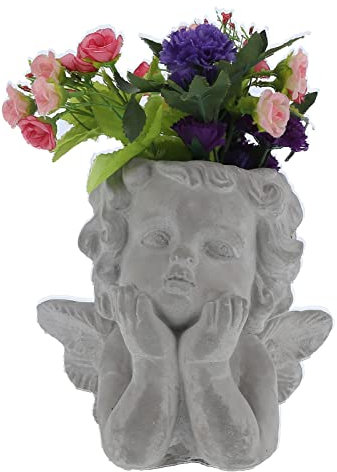 JYCRA Creativo Vaso Decorativo Forma Unica Fioriera Succulente Piccolo Stile retrò Angelo Vaso Cemento Angelo Vaso di Fiori Ornamento Desktop per Soggiorno Giardino Statue All'aperto