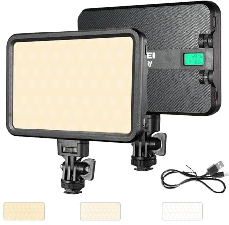 JINBEI P12BI Lumière LED Lampe Vidéo Panneau LED, 2700K-7500K, CRI95+ Livré avec Neuf Effets d’éclairage prédéfinis, Lampe Studio pour Vlogging Youtube Photographie Vidéoconférence Key Light