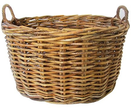 cesto vimini porta legna XXL cm 90X73X54 H con manici cm 64 intreccio in rattan robustissimo portalegna porta biancheria ovale