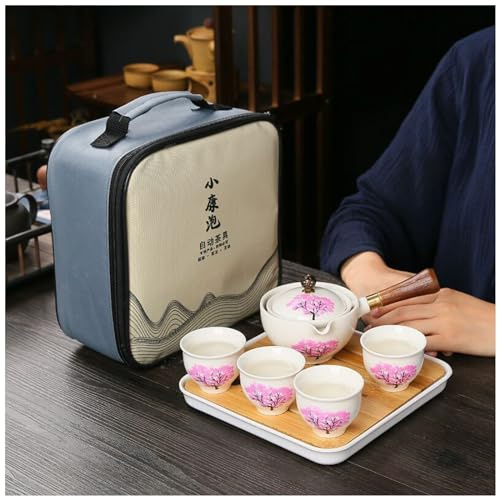 WIWIDANG 360 Rotation Tea Maker, 2023 New 360° Rotation Tea Maker and Infuser, Ceramic Portable Travel Tea Set, Portable Magic Teapot Maker with Side Handle (teapot Set F)