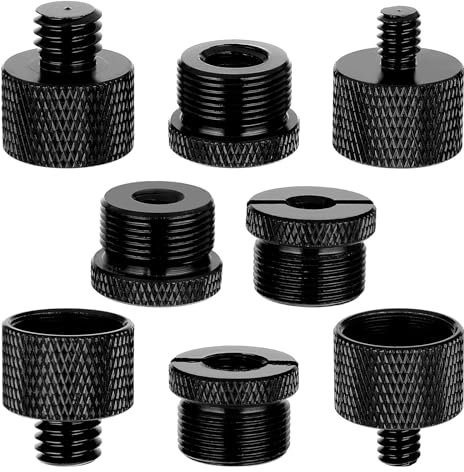 Prasacco 8 Stück Mikrofonständer Adapter, Mic Stand Adapter 5/8 Buchse auf 3/8 Stecker, 3/8 Buchse auf 5/8 Stecker, 5/8 Buchse auf 1/4 Stecker, 1/4 Buchse auf 5/8 Stecker, Adapter für Mic und Stativ