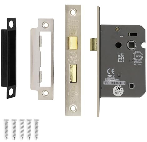 Decoranddecor Satin Nickel Bathroom Door Lock 64mm Mortice Internal Toilet