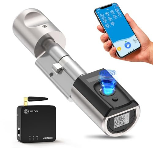 WELOCK Touch41WiFiBox Elektronisches Türschloss mit Fingerabdruck,RFID Karte,APP,WiFi,Türschloss Fingerabdruck für Türstärken von 50-100mm,Fingerabdruck Schloss Haustür IP65,Smartes Türschloss