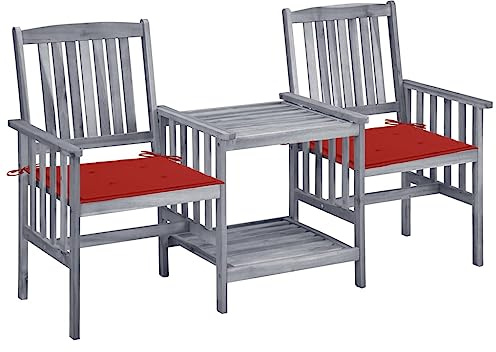 KTHLBRH Ensemble de meubles de jardin, de terrasse, de balcon, de jardin, avec table à thé et coussins, en bois massif d'acacia