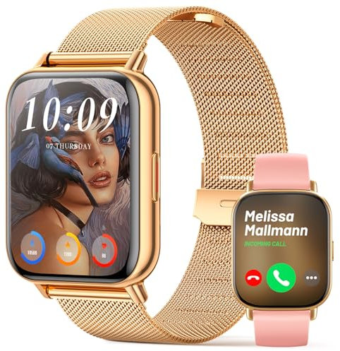 Verfupet Smartwatch mit Telefonfunktion 2024, 1,85 Zoll Smartwatch für Damen und Herren, Fitnessuhr mit SpO2/Herzfrequenz/Kalorien/Schrittzähler, 5ATM Wasserdichter Fitnesstracker für Android iOS