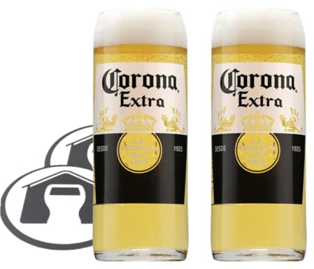 GarageBar | Corona Glass | Nucleated Beer Glass | Official Merchandise | Comes with 2X Beer Drip Mats (2, Pint/20oz)