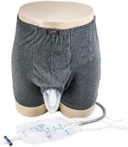 GEDRACKPMYN Urintrichter-Pipihalter, tragbarer Urinbeutel bei Inkontinenzhosen, wiederverwendbarer Urinsammler mit elastischem Bund und Zwei 500-ml-Urinsammelbeuteln,S
