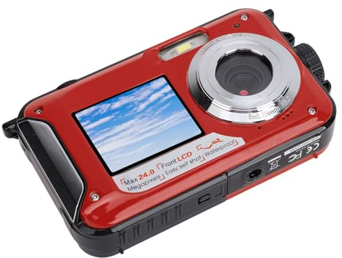 2. Fotocamera Subacquea con Schermo da 7K, Fotocamera Digitale Compatta Resistente all'acqua Rossa per Snorkeling, Immersioni e Nuoto, ideale (rosso)