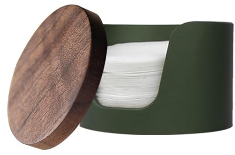 Porte-filtre en papier expresso, distributeur de filtre rond en papier, récipient portable avec couvercle, résistant à la poussière, style rustique vintage pour la maison