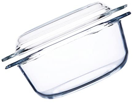 PHENOFICE Olla Sopera De Vidrio Resistente Al Calor 1l Con Tapa Recipiente Para Microondas y Horno Cristalería Templada Adecuado Para Sopa y Alimentos Fácil De Limpiar