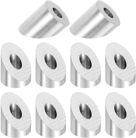 sourcing map 30 Pcs 1/4 Inch 45 Degree Angle Beveled Washer, T316 Stainless Steel Angled Washer for Cable Railing Stair Ends Wood Metal Posts, Silver