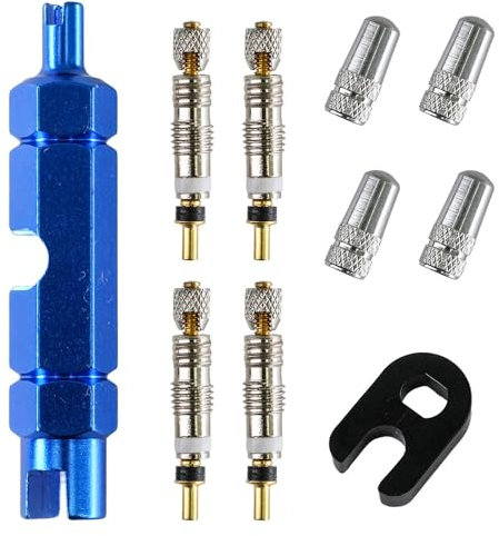 Selyse 10 Stück Ventil-Entferner-Werkzeug Set für Presta- und Schrader-Ventile, Fahrrad Ventiladapter und Ventilkappen für MTB & Rennräder