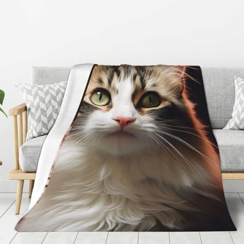 Flanell-Überwurfdecke, Katzendecken für Couch, waschbar, leichte Decke für Bett, weiche Fleecedecke, 127 x 101,6 cm, Klimaanlage, warme Plüschdecken für alle Jahreszeiten