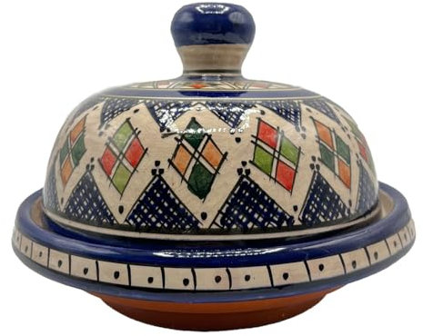 Tajine Décorative Porte Épices en Céramique Marocaine, Peint à la Main Diam. 23 Cm 1311241500 Tunisie Turquie Ethnique du Monde