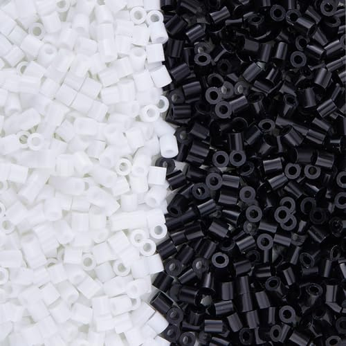 DICOSMETIC 3000Pcs 2 Colors Fuse Beads Bulk Plastic Iron Beads Set White Black Fuse-bead Refills 5mm DIY Melting Bead Multicolor for Christmas Birthday Holiday New Year Gift