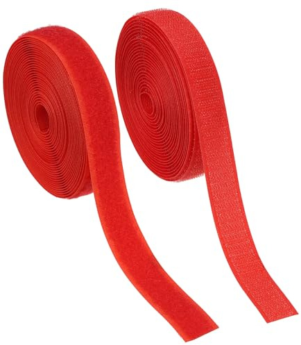 YELARXI Sew on Hook and Loop Tape, 3/4 Inch Width Non-Adhesive Back Nylon Sewing Fastener Strips Interlocking Fabric Tape 5 Yards Fit for Clothing Crafts Sewing DIY Project - (Red)