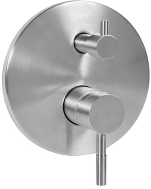 Marco Mammoliti | Mitigeur monocommande douche encastré Ekos en acier inoxydable AISI 304, 2 voies, rond, 17 x 17 x 11 cm