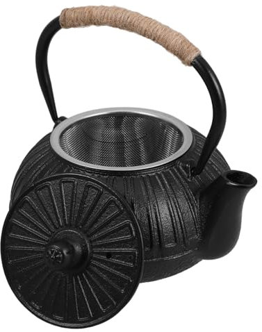Amosfun Théière Fonte Japonaise pour Plaque de Cuisson Bouilloire Fonte Théière avec Filtre pour Infusion de Thé Vrac