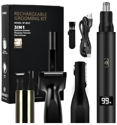 Mapille 3 in 1 Tagliapeli Naso e Orecchie, Taglia Capelli Naso Professionale Indolore Ricaricabile USB Rasoio Peli Naso IPX7 Impermeabile Taglia Peli Naso e Orecchie per Uomini e Donne