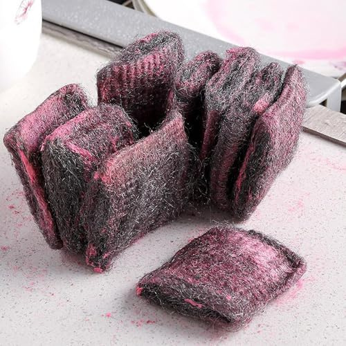 Steel Wool Soap Scrubber, 10 Pack Pot Scrubbers, Anti Scratch Metal Scouring Pad, Pre Soaped Cleaning Pads, Stainless Steel Soap Filled Scouring Pads