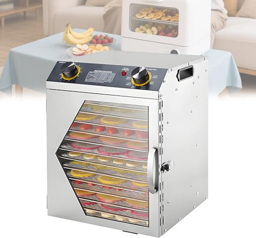 Deshidratadora con 18 Bandejas de Acero Inoxidable Deshidratadora de Frutas y Verduras Temperatura Ajustable 40-90℃ Deshidratador de Alimentos Eléctrico,12thfloor