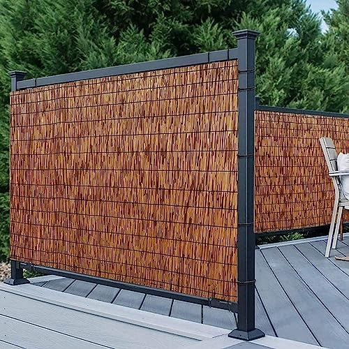 HynJGih Schilfzaun Balkonsichtschutz Dekozäune Einfache Montage (90cmx350cm(3ftx11.5ft))