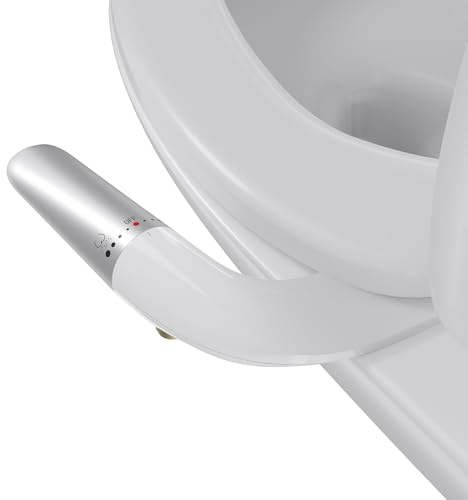 hansrapo Left-Hand Bidet Attachment – Left Side Control for Tight Bathroom Spaces, Non-Electric, Dual Nozzle, Adjustable Water Pressure, Self-Cleaning,Ultra-slim Left Handed Bidet.
