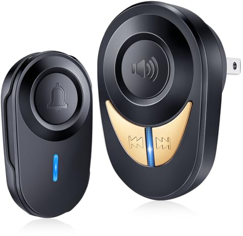 HOMATTER Wireless Doorbell, 1200ft Long Range Door Bell with Adjustable Volume (5 Levels) & Metal Chime, Battery Operated, Easy Installation for Home, Office, Classroom - Includes Large Button