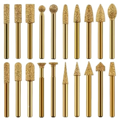 Grinding wheel, 20PCS Cylindrical Metal Grinding Wheel, Electric Drill BitsStone Engraving Drill BitsVacuum, Brazed Diamond Grinding Rotary Drill,Tool