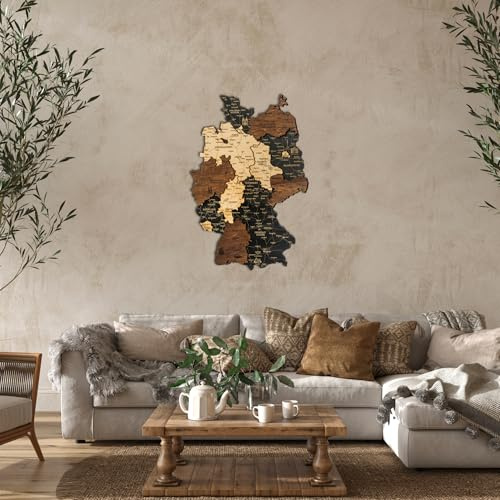 Mappa in legno della Germania 3D, decorazione da parete, regalo di anniversario, arte da parete in legno