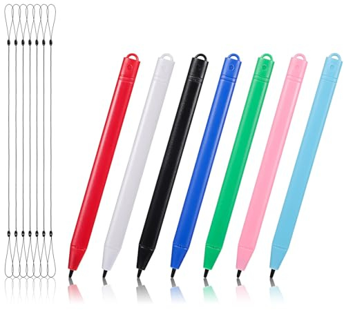 KICHOUSE Lot de 7 Stylets pour Écrans LCD avec Cordons Élastiques Noirs, Stylo pour Tablette Graphique Tactile, Stylet D’écran pour Écriture et Dessin, Léger et Portable, Accessoires