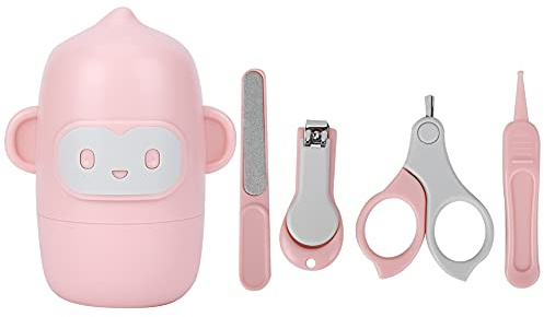 HPZIHUIT Cortaúñas para bebés Lima de uñas Tijeras Pinzas Juego de herramientas de manicura infantil Kit de aseo (Mono orejudo tijeras de uñas-cereza que cae)