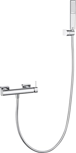 Grifo Ducha Monomando Baño Diseño Moderno con Kit Completo Flexo 1,8 m y Mango | Grifo Bañera y Ducha Latón Anticorrosión Cartucho Cerámico | Grifería Ducha | IMEX Toscana BDT064-5(Cromo)