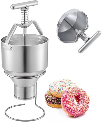 Manual Donut Holder with Stand, Adjustable Donut Maker and Dropper Hopper Dispenser for Even Donut Forming and Batter Dispensing