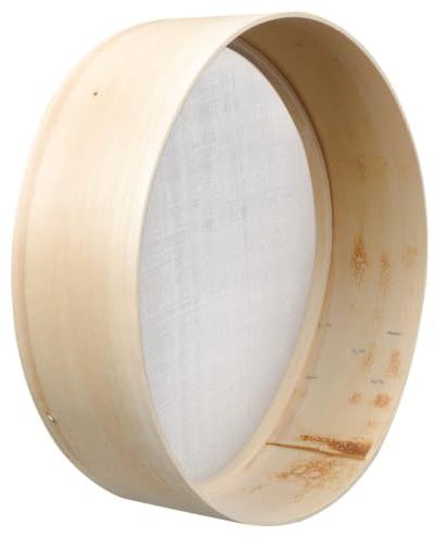 Tamiz de Harina de Madera Beige 26x26cm Malla Fina para Repostería Azúcar Glas y Sal